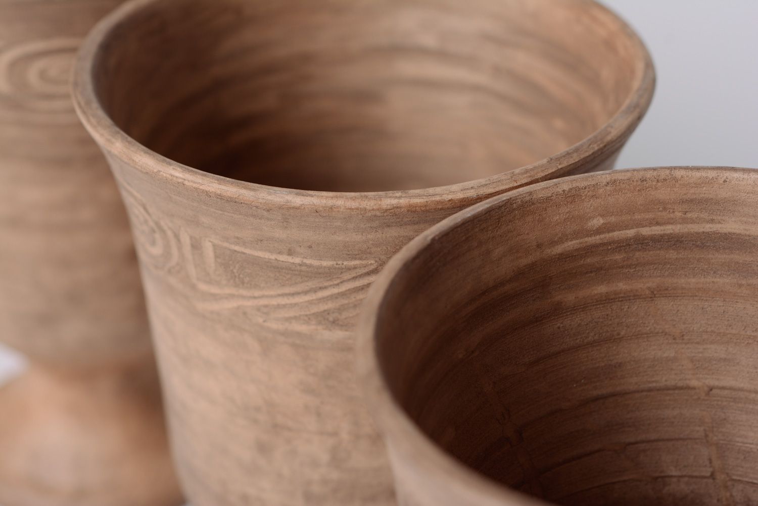Handmade ceramic goblets kilned with milk 6 items for 400 ml drinkware set photo 5