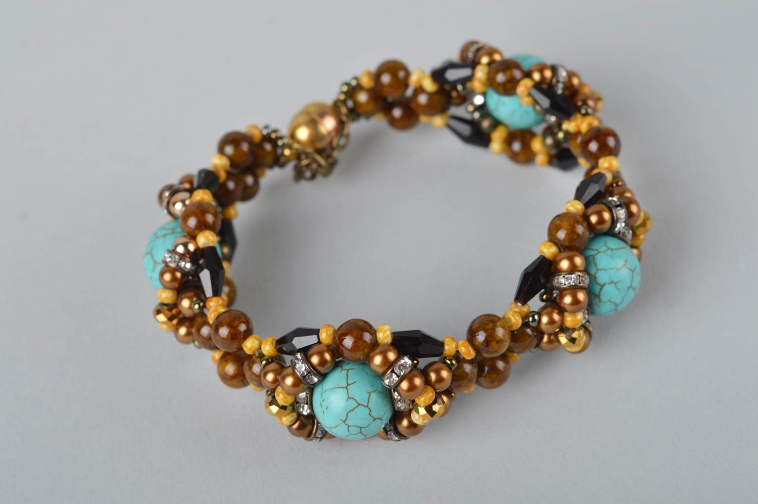 Bracelet perles rocaille Bijou fait main design turquoise Accessoire femme photo 3