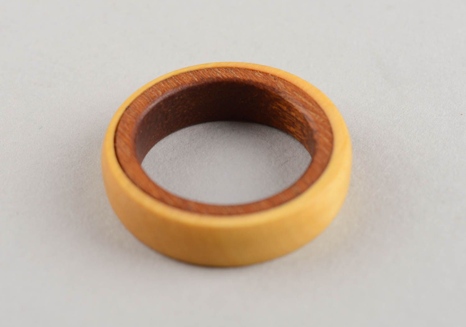 Handmade cute unique unusual wooden ring in eco style for men and women photo 4