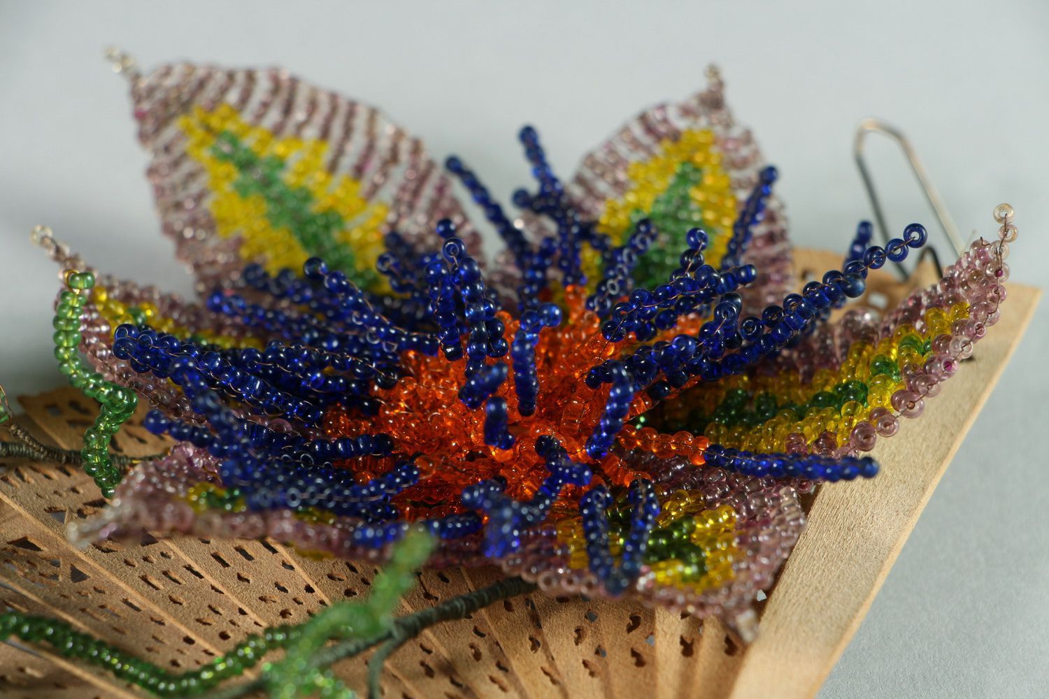 Decorative element made of beads Clematis photo 3