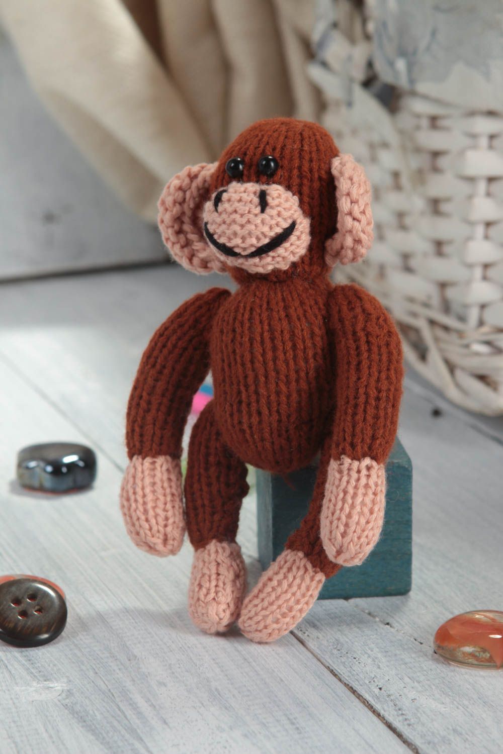 Handmade soft toy designer knitted toy for children unique present decoration photo 1