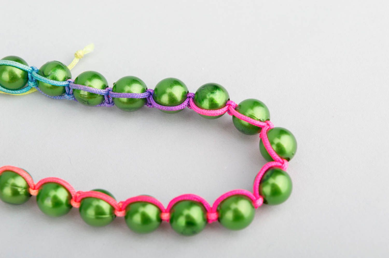 Bracelet perles fantaisie Bijou fait main plastique vert Accessoire femme photo 4