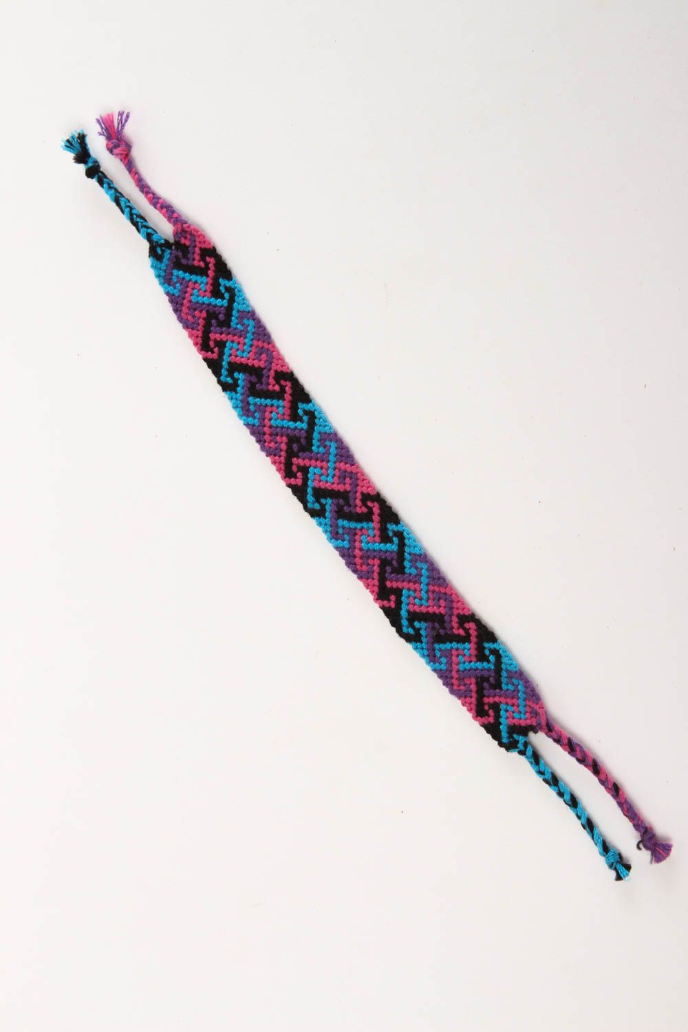 Модный браслет хэнд мейд браслет из ниток розово голубой плетеный браслет фото 2