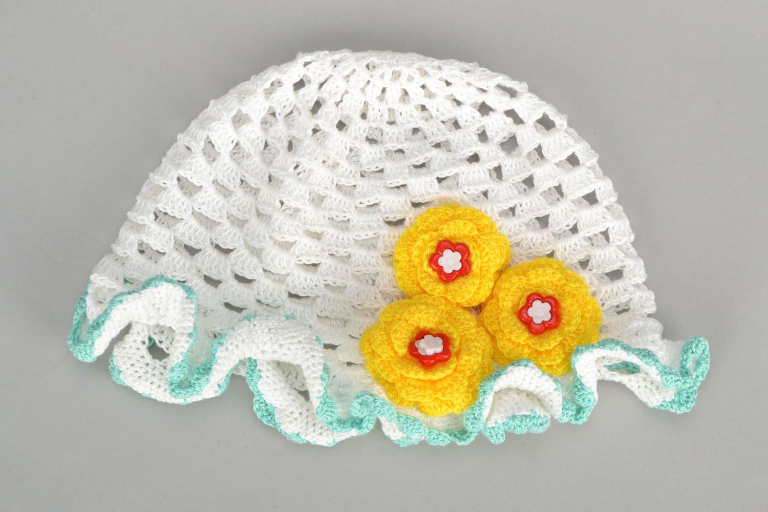 Children's openwork crochet hat photo 3