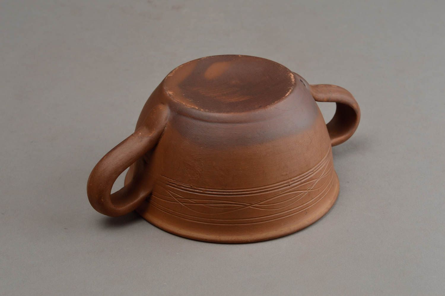 Handmade soup bowl with handles ceramic dish modern dinnerware ceramic cookware photo 4