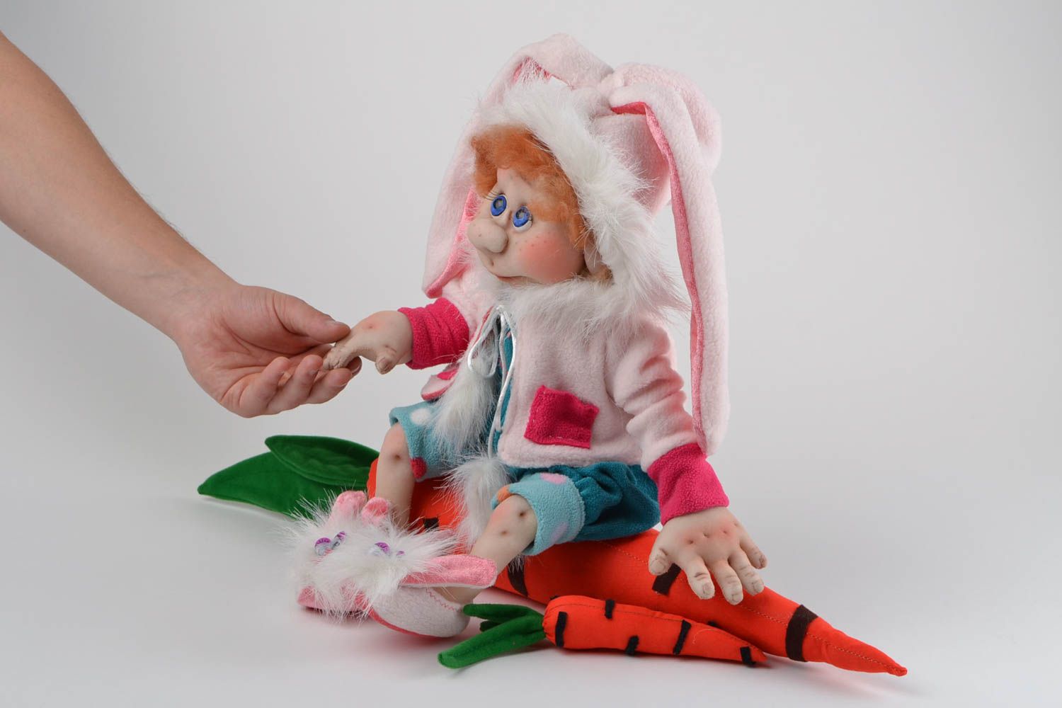 Handmade Spielzeug Puppe Kuscheltier Hase Wohnung Deko Haus Deko künstlerisch foto 2