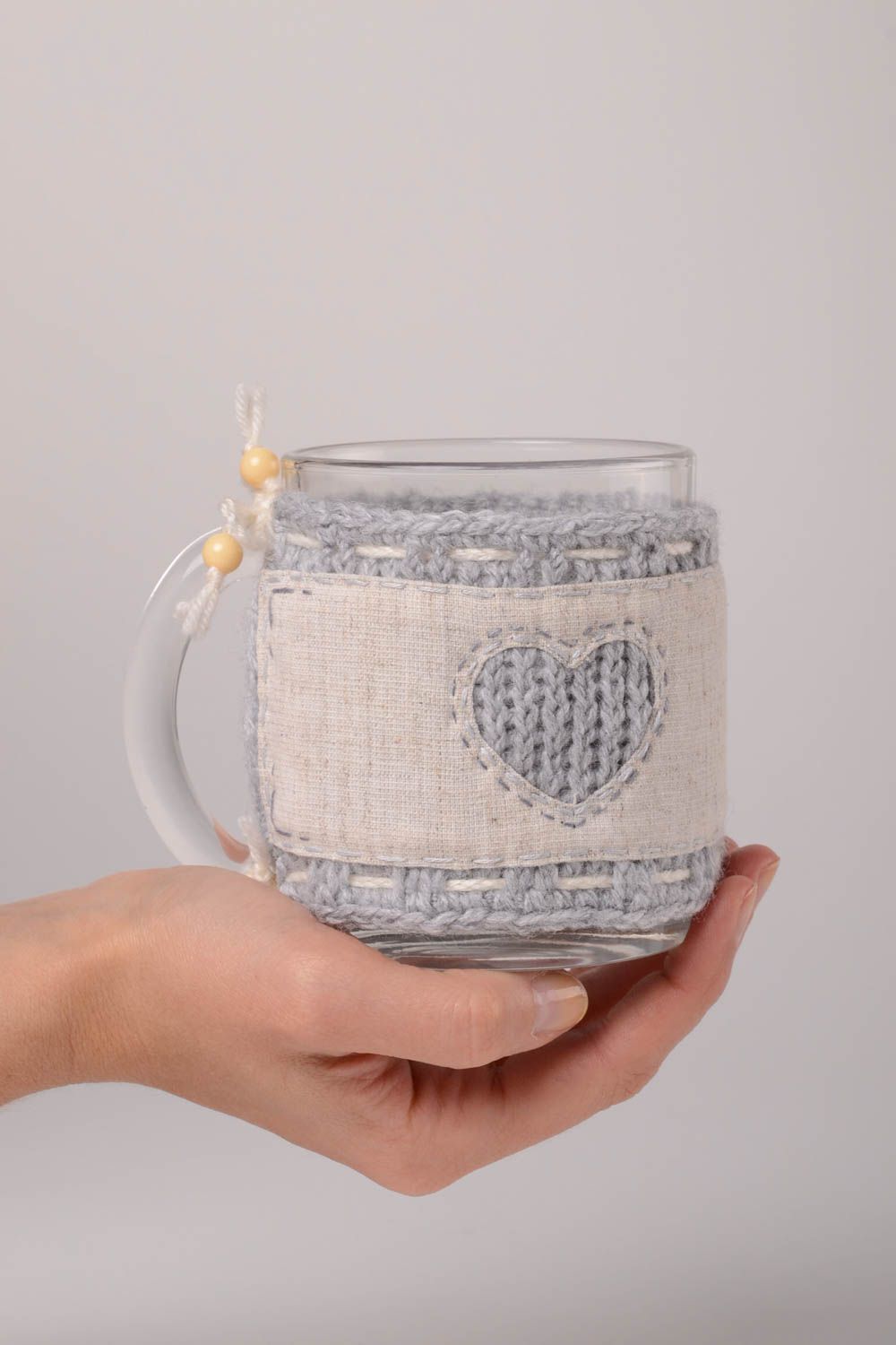 Cache-mug tricot fait main Couvre-mug en acrylique Accessoire original photo 2