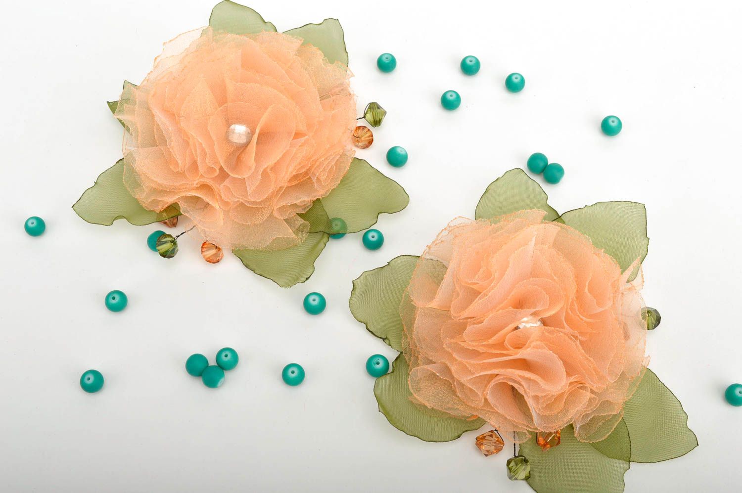 Handmade Schmuck Haargummis mit Blumen 2 Stück Mädchen Haarschmuck stilvoll foto 1