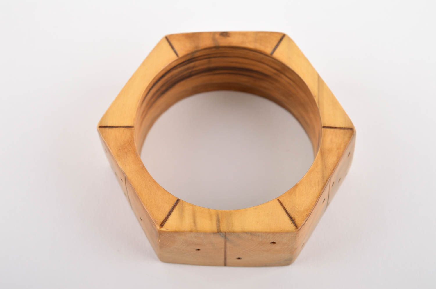 Pulsera de madera hecha a mano regalo original accesorio para mujer hexágono foto 2