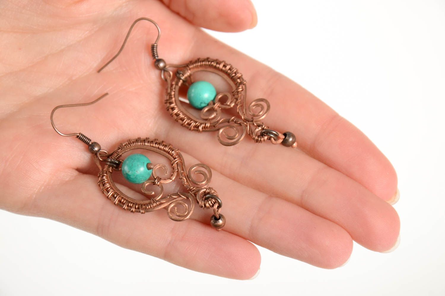 Handmade beautiful festive earrings stylish earrings with charms vintage jewelry photo 2