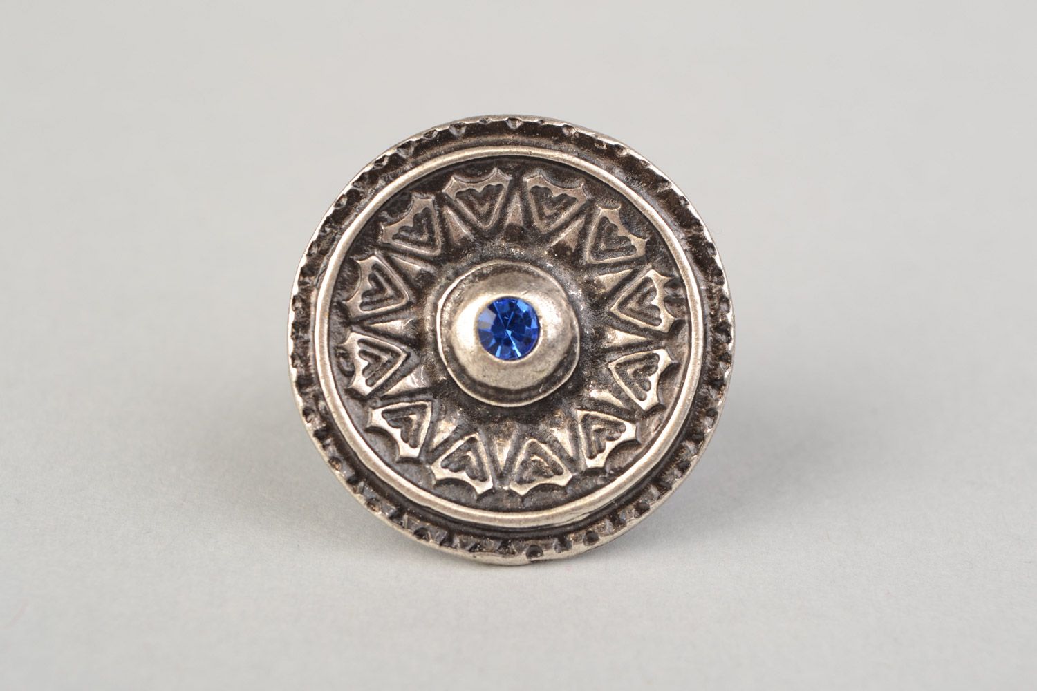 Handmade Ring aus Metall mit Strassen  rund in ethnischem Stil für netten Damen foto 3