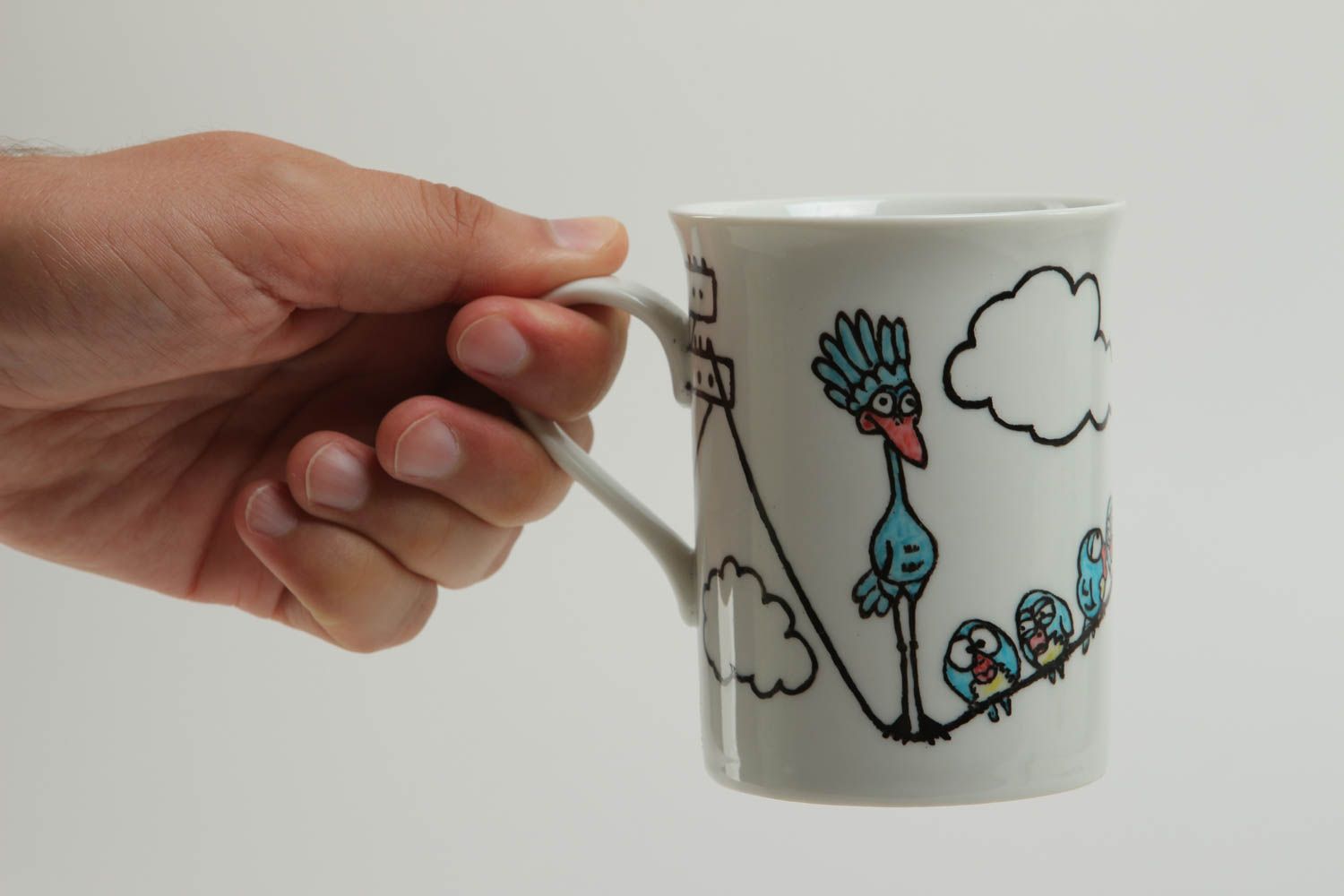 Фарфоровая кружка ручной работы чашка для кофе оригинальный подарок 300 мл фото 5