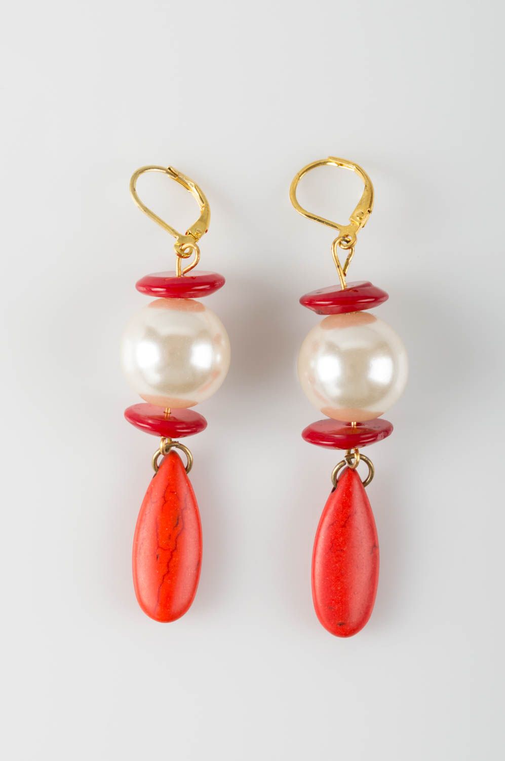Handmade lange Ohrringe Perlen Ohrhänger Modeschmuck Damen Geschenk für Frauen  foto 2
