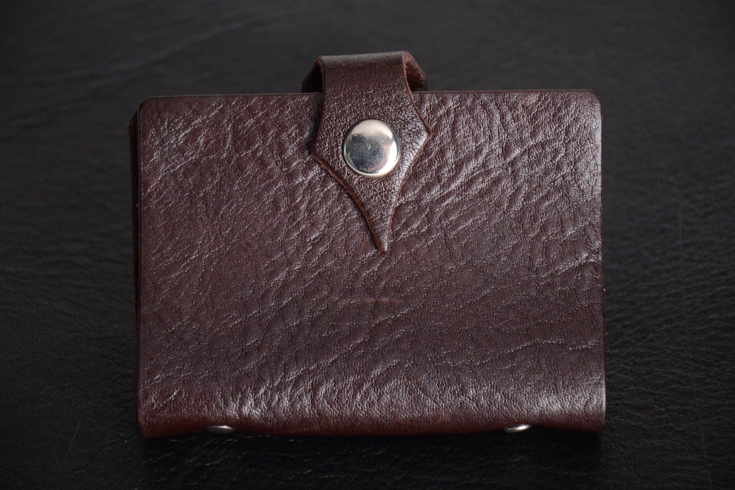 Stylish brown handmade design genuine leather card holder for 24 business cards photo 1