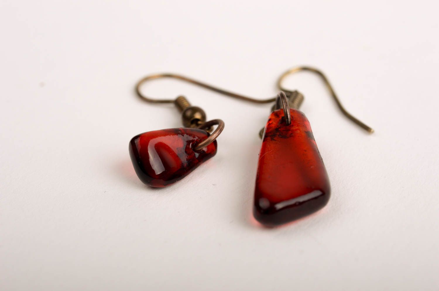 Handmade dangling earrings jewelry made of glass designer feminine earrings photo 5
