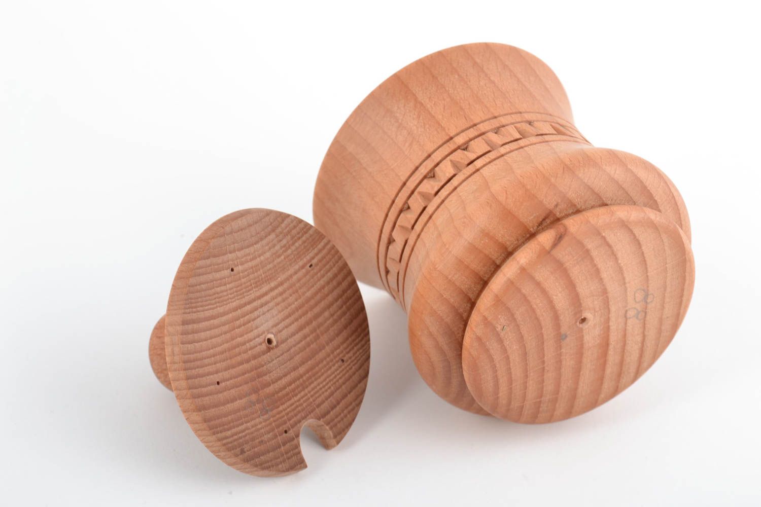 Handgemachte Zuckerdose aus Holz mit Deckel geschnitzt schön 200 ml klein foto 4