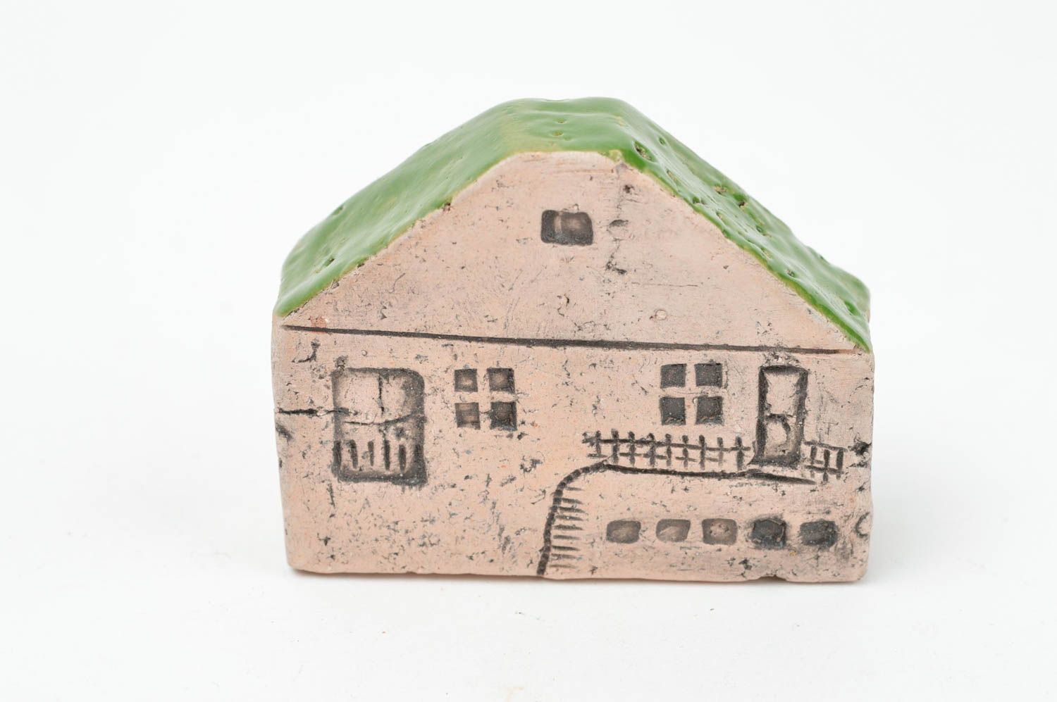 Figura de barro en miniatura hecha  a mano casita decorativa souvenir original foto 5