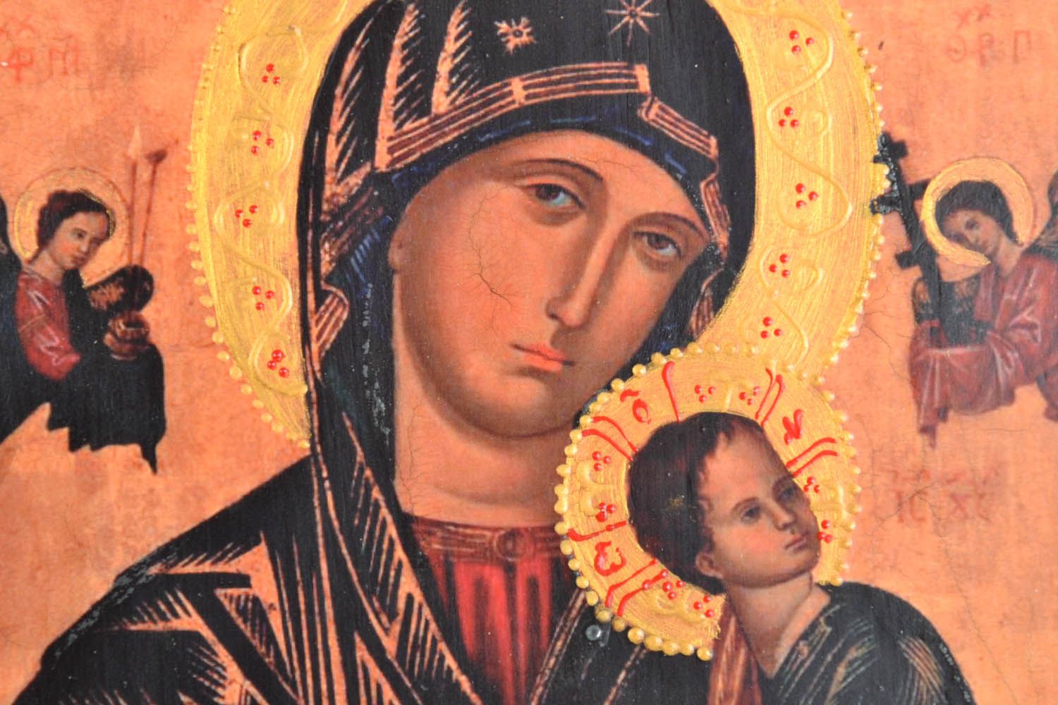 Icona di legno fatta a mano riproduzione di Madonna del Perpetuo Soccorso foto 6