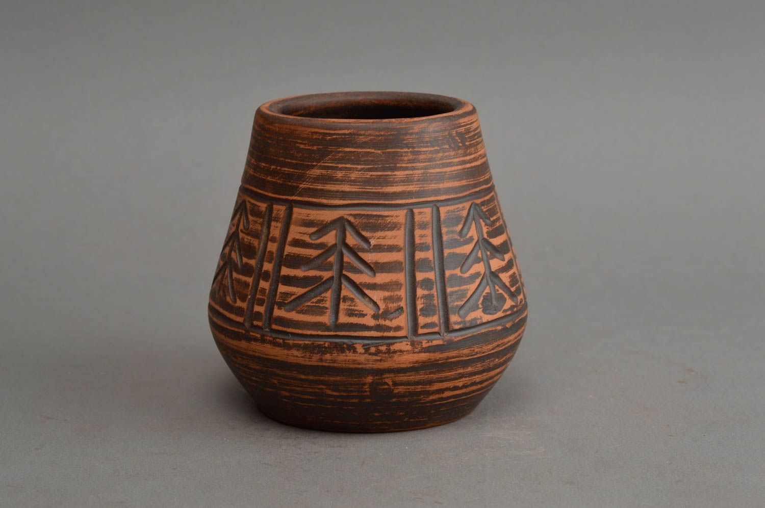 Keramik Becher ohne Henkel mit Muster ethnisch schön künstlerisch handmade 250ml foto 2