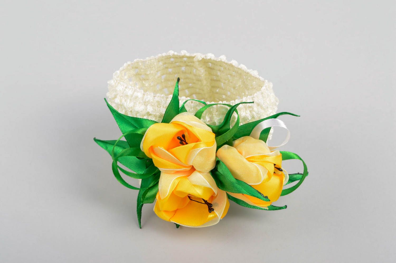 Handmade Haarband mit Blumen Mädchen Haarschmuck Accessoire für Haare Tulpen foto 4