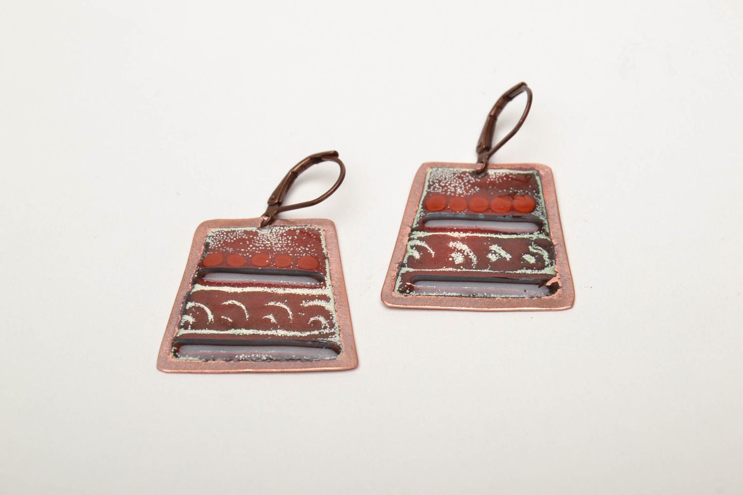 Pendientes de cobre con ornamento original foto 3