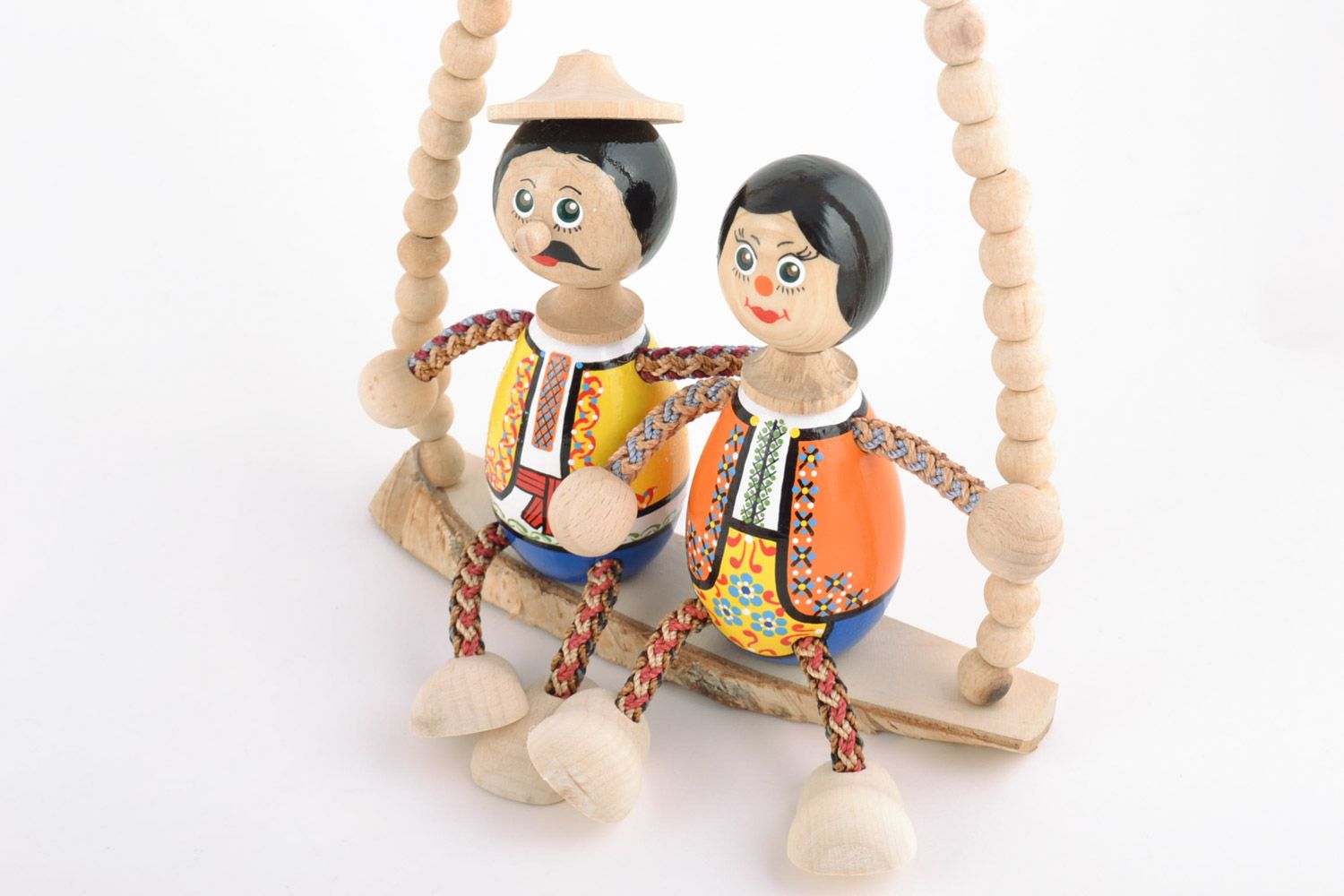 Petit jouet artisanal avec ressort fait main en bois peint de couleurs cadeau photo 4