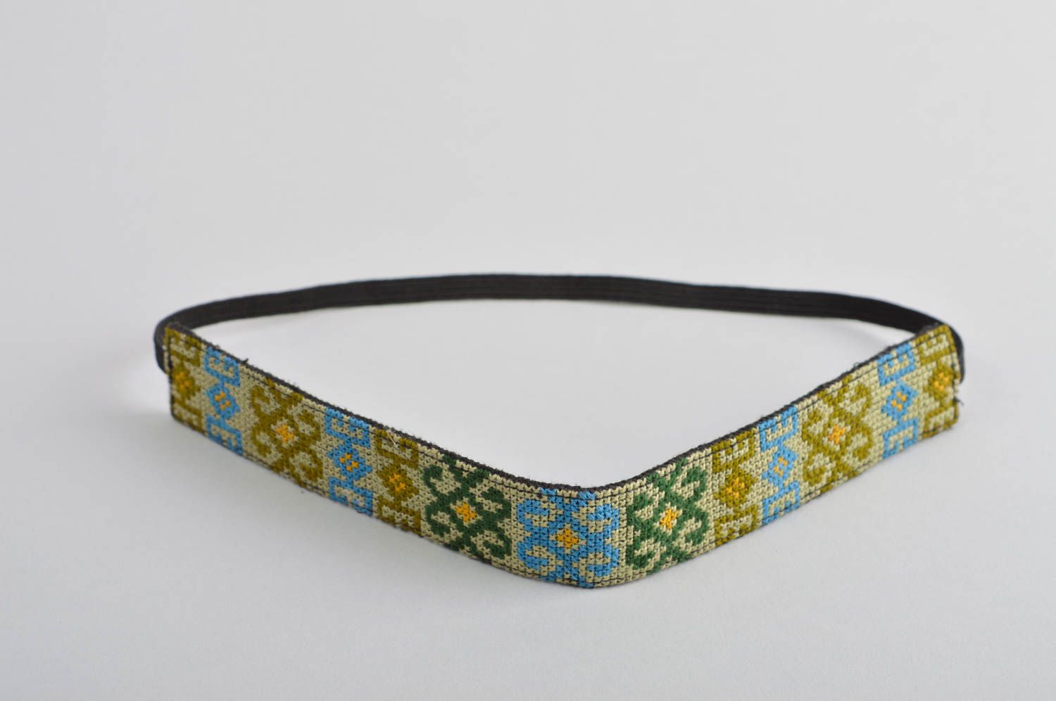 Handmade designer headband unusual accessory for hair embroidered headband photo 3