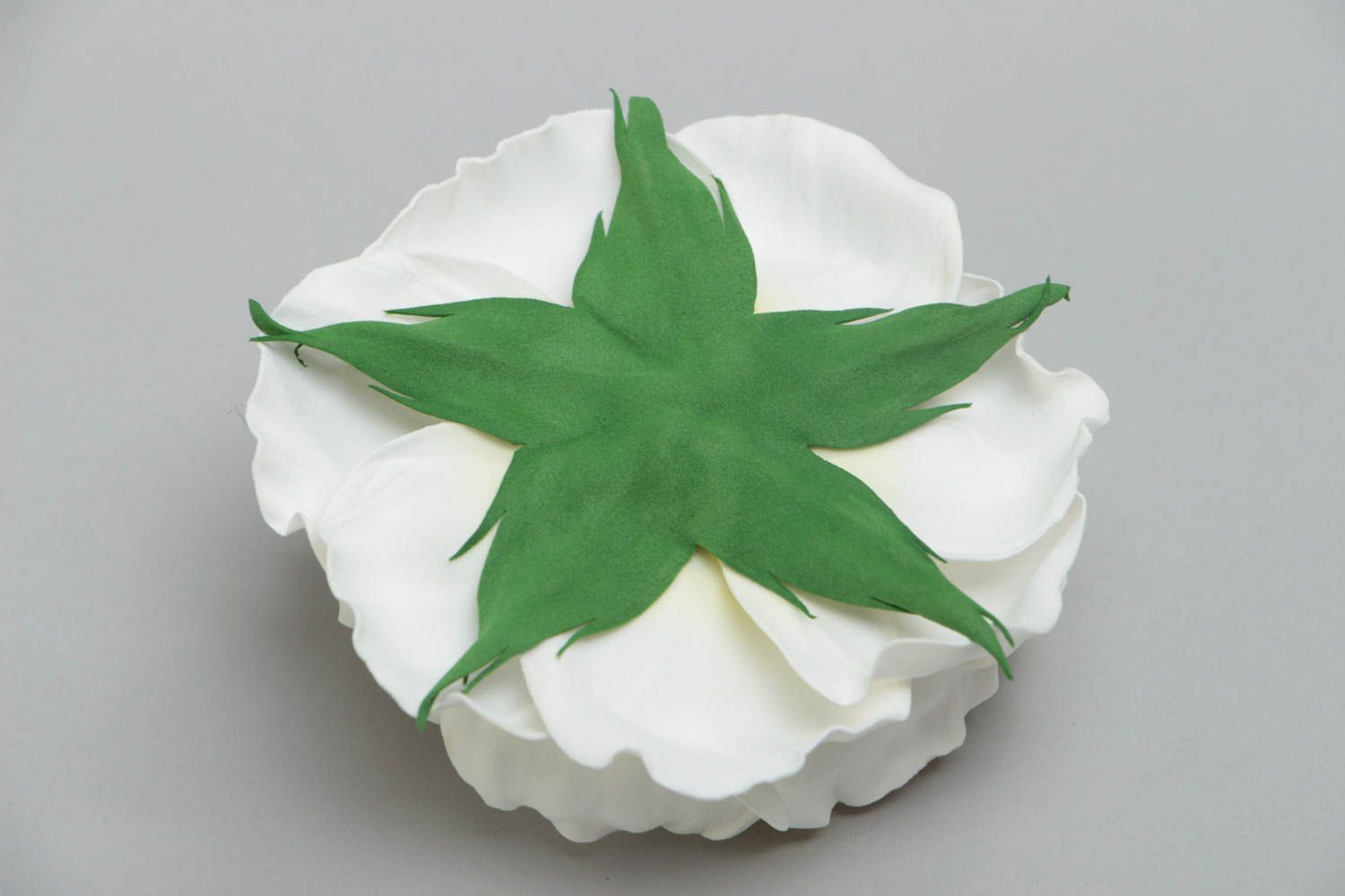 Handmade large decorative foamiran white flower for DIY jewelry making photo 4