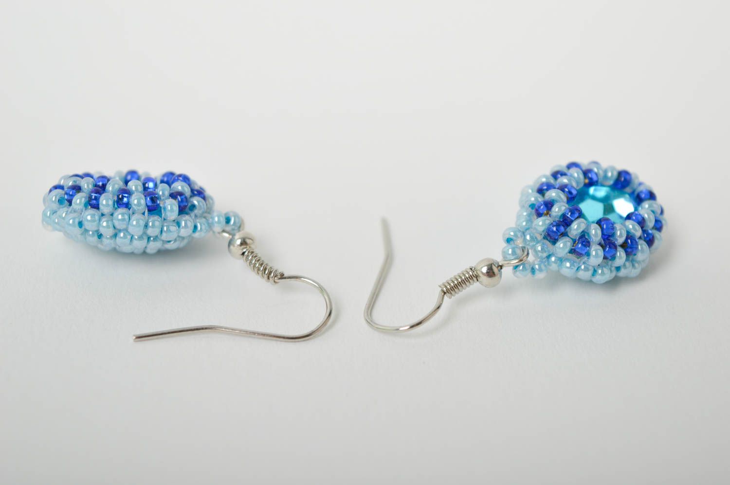 Pendientes artesanales accesorio para mujer pendientes de abalorios azules  foto 5