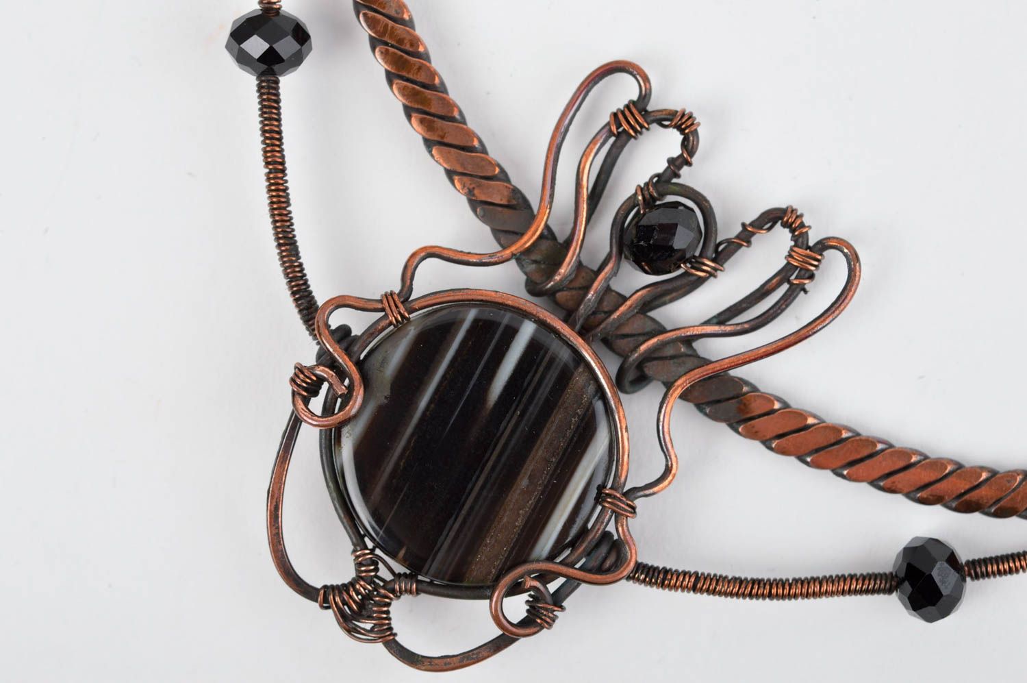 Halsketten Anhänger handgeschaffen Kupfer Anhänger mit Achat Designer Schmuck foto 5