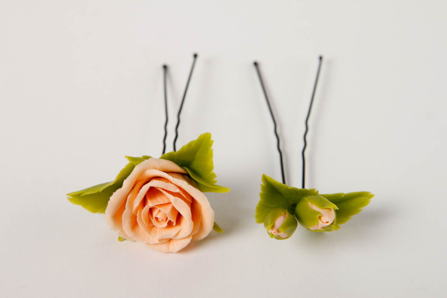 2 horquillas con flores accesorios para el cabello complementos artesanales foto 3