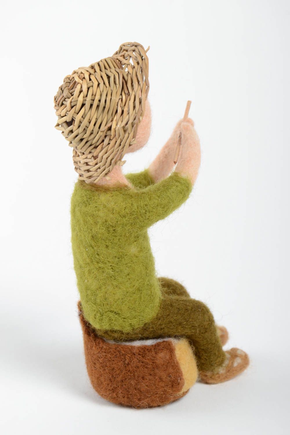 Jouet en laine fait main Poupée décorative Cadeau pour enfant Garçon avec flûte photo 4