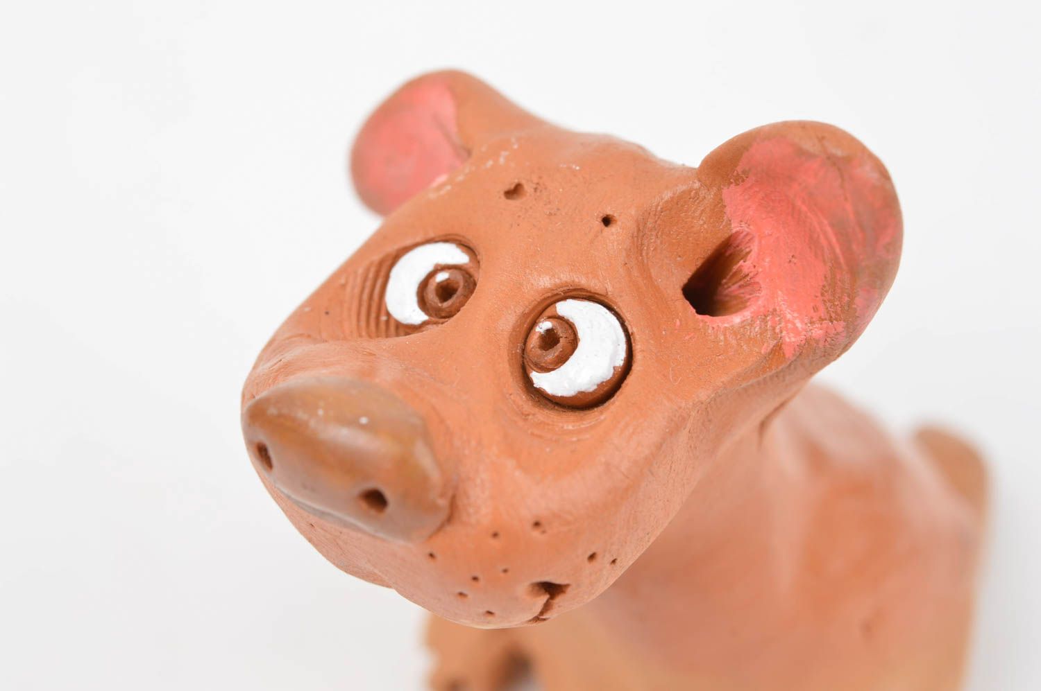 Handmade Hund Tier Figur Keramik Deko Wohnzimmer Dekoration klein braun schön foto 5