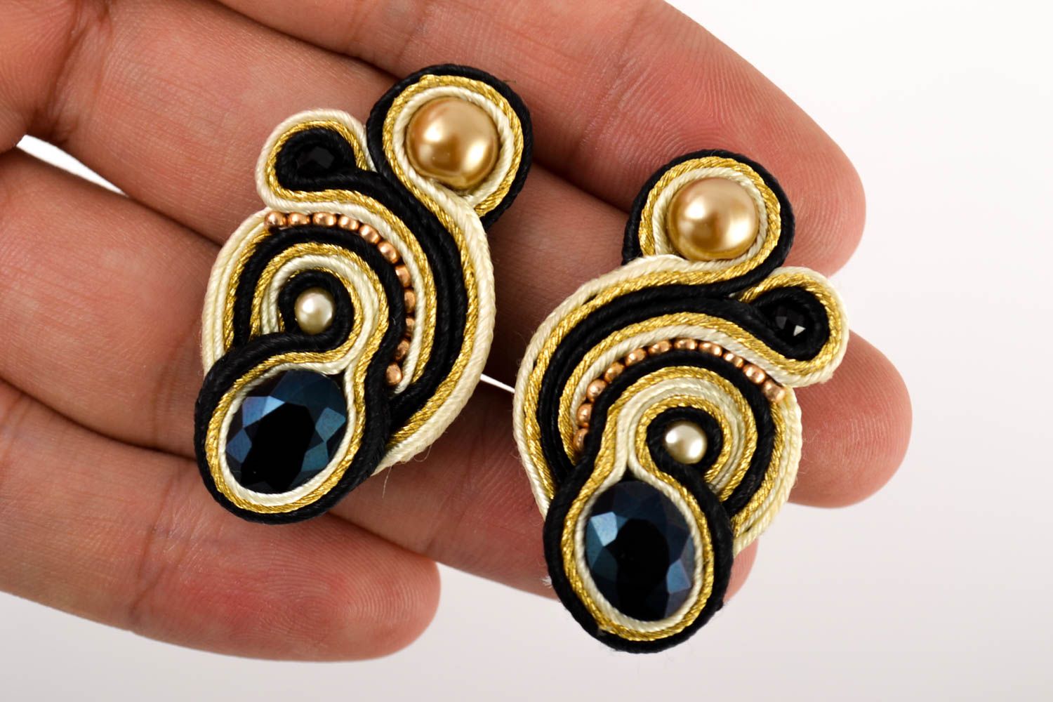Handmade soutache earrings elegant designer earrings dangling cute earrings photo 4