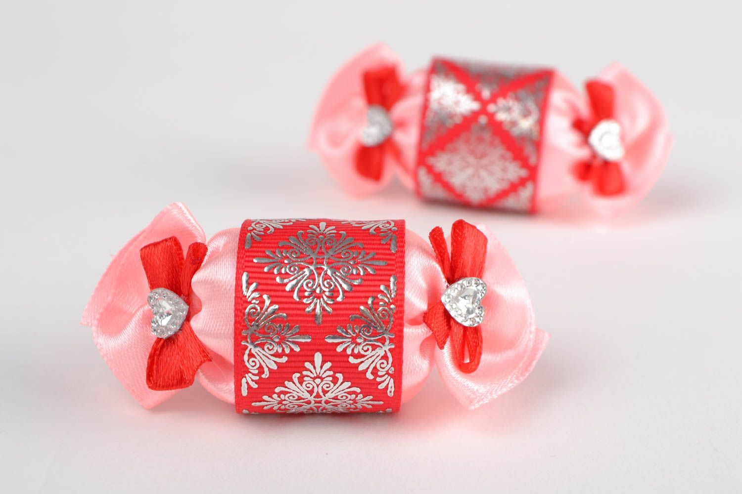 Beautiful pink handmade designer children's hair ties set 2 pieces Candies photo 1