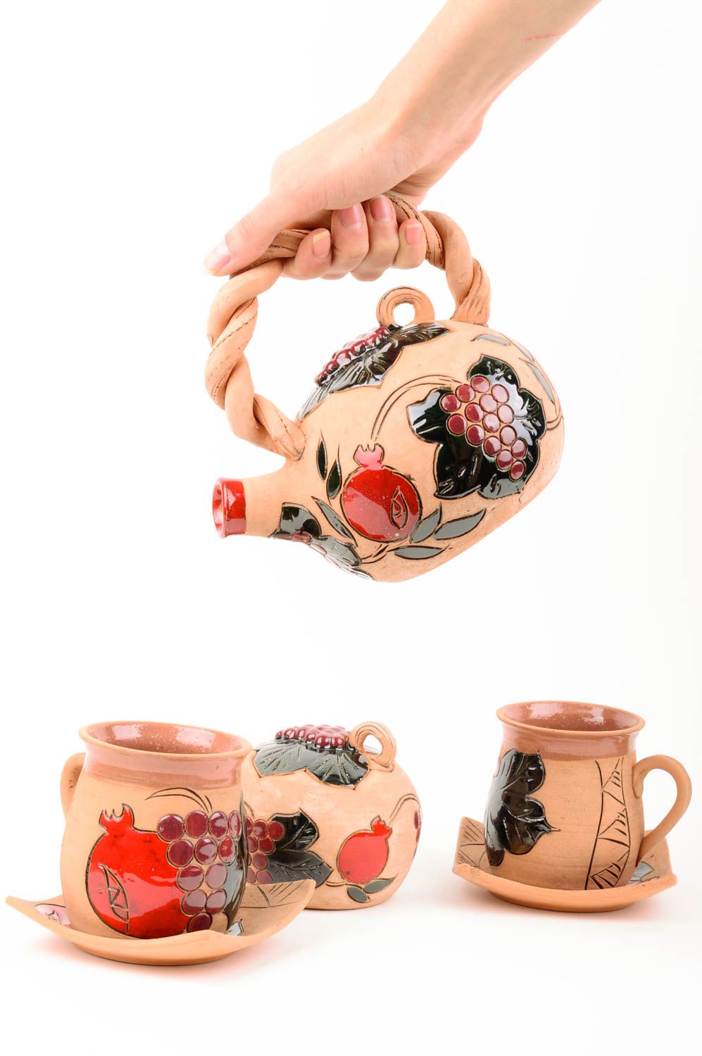 Service à thé fait main Vaisselle céramique peint de glaçure Cadeau original photo 2