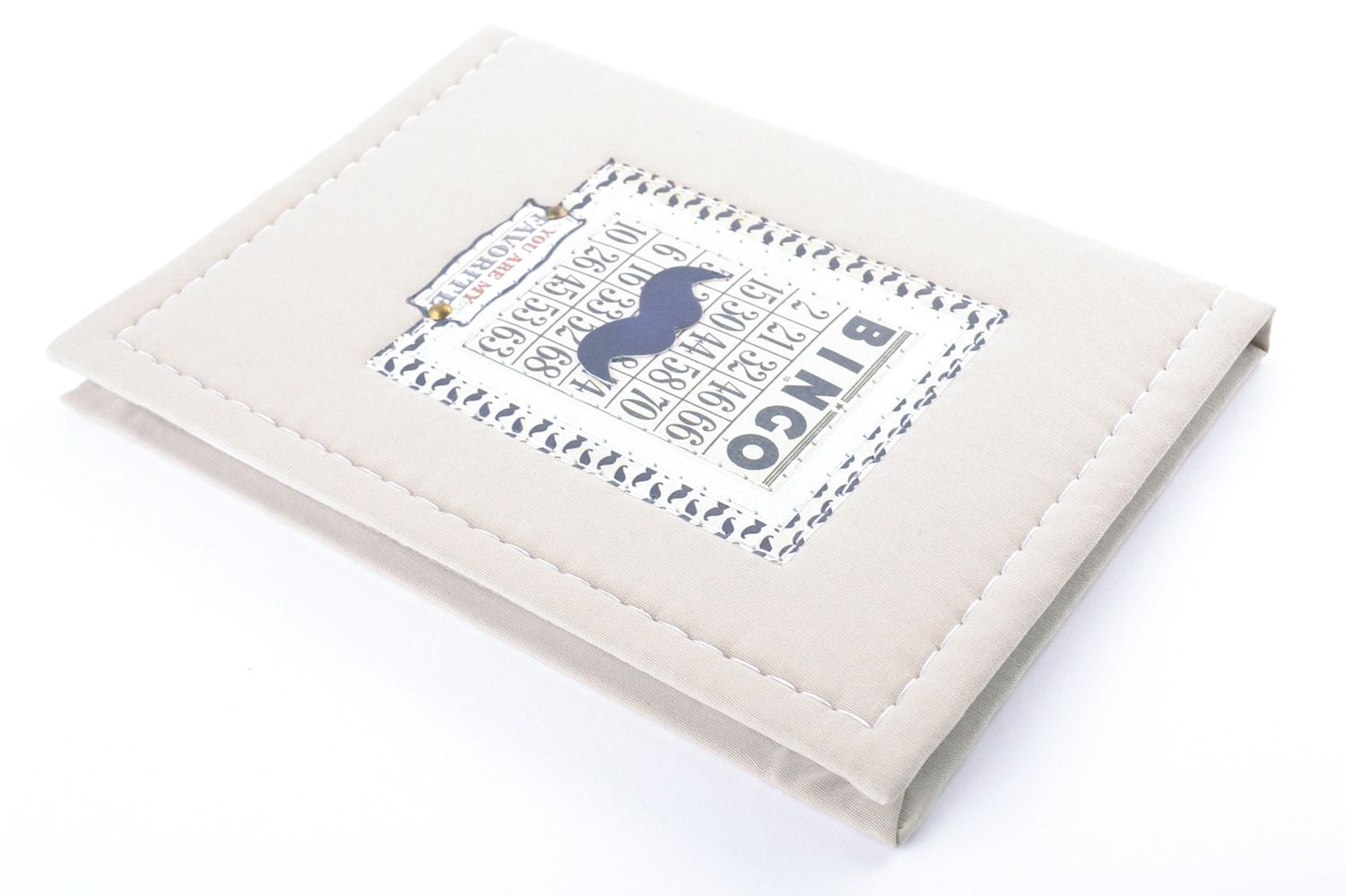 Handmade schönes Notizbuch mit weichem Umschlag und Schnurrbart Motiv für Hipster foto 4