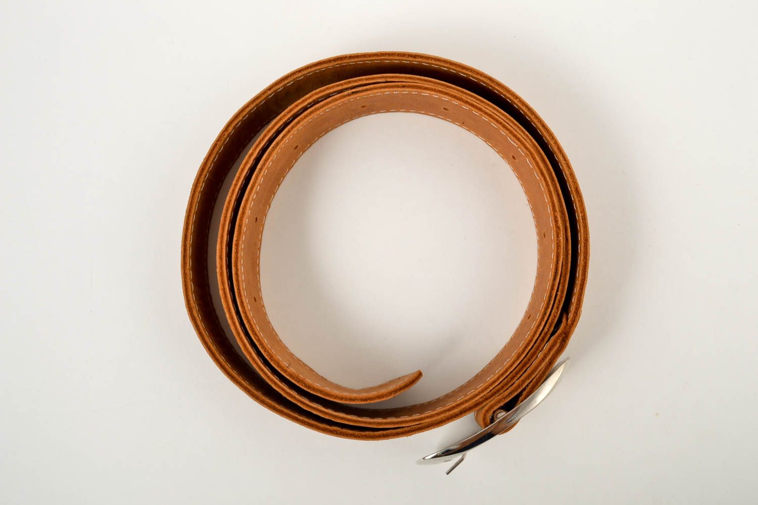 Handmade Gürtel aus Leder Accessoire für Männer Herren Gürtel hellbraun foto 3