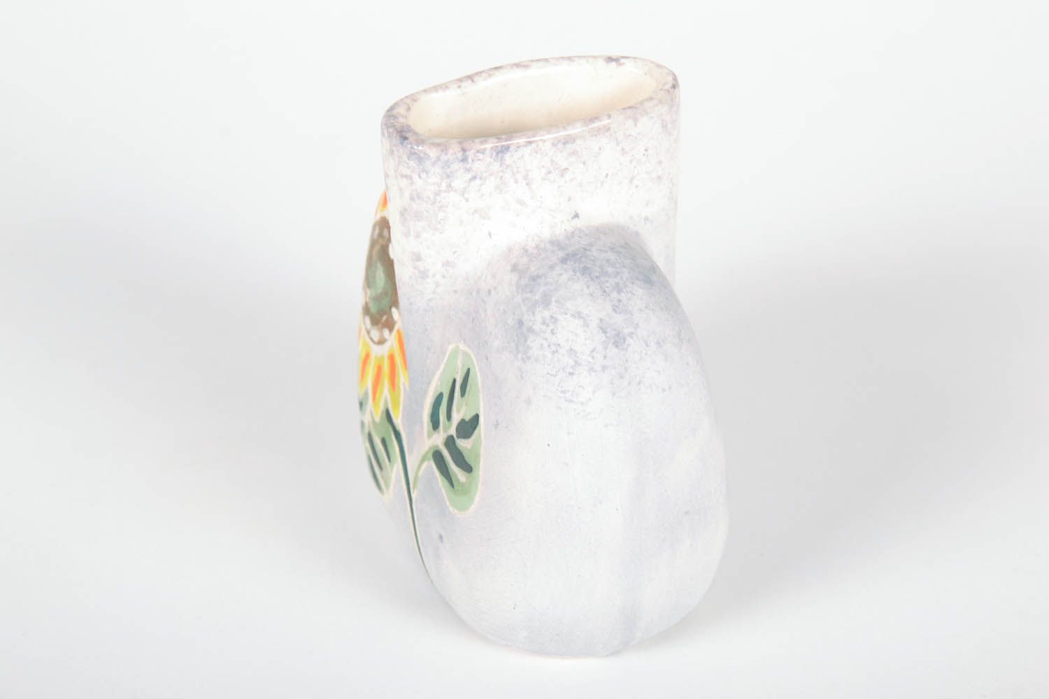 4 inches tall square shape white color ceramic decorative vase with sunflower 0,7 lb photo 4