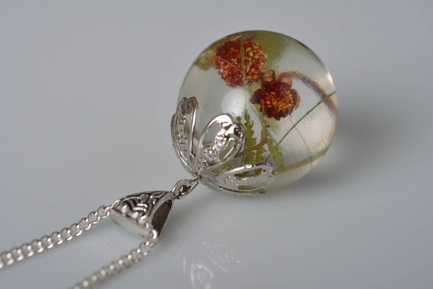 Botanic pendant botanic jewelry handmade pendant with natural flowers for girls photo 4