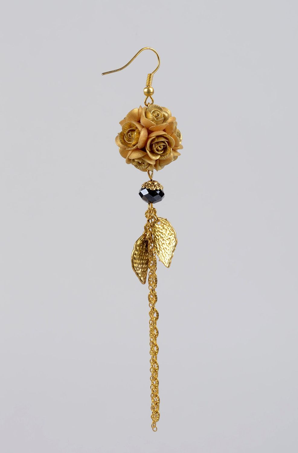 Handmade Blumen Ohrringe Polymer Schmuck Accessoire für Frauen beige Rosen foto 2