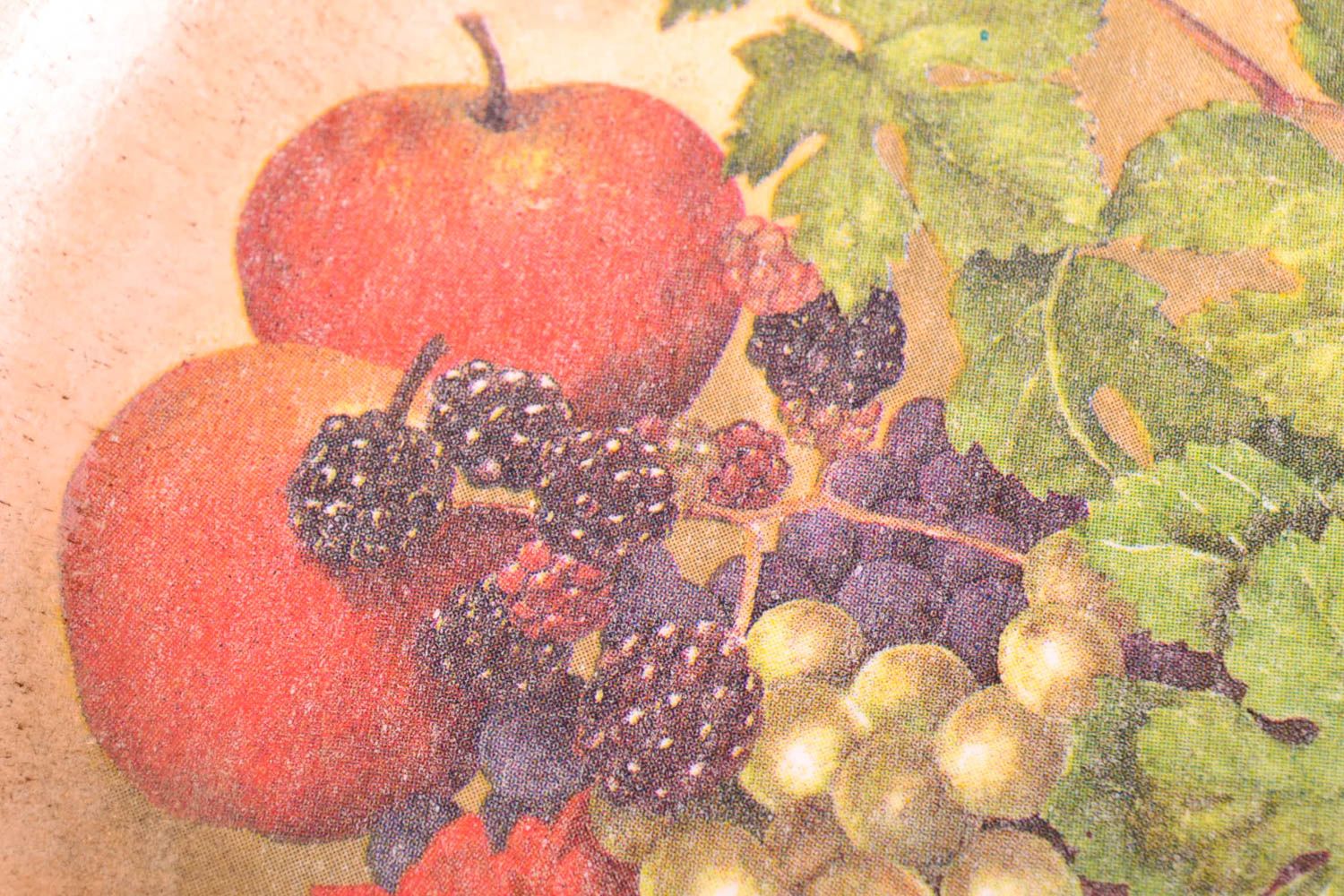 Decorative handmade plate beautiful decoupage wall plate with fruit paintings photo 3