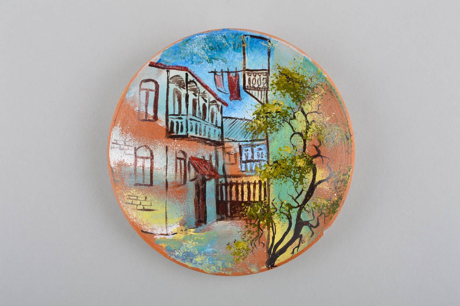 Plato de cerámica pintado artesanal utensilio de cocina elemento decorativo foto 2