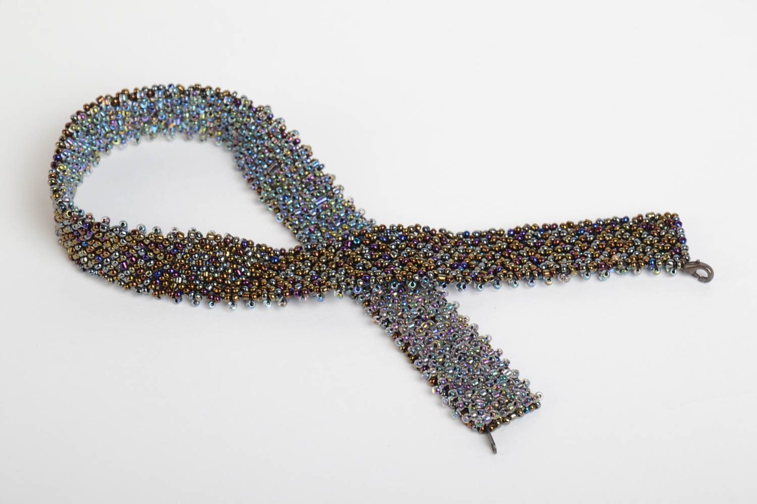 Handmade lange Halskette Schmuck aus Rocailles Accessoire für Frauen originell foto 3
