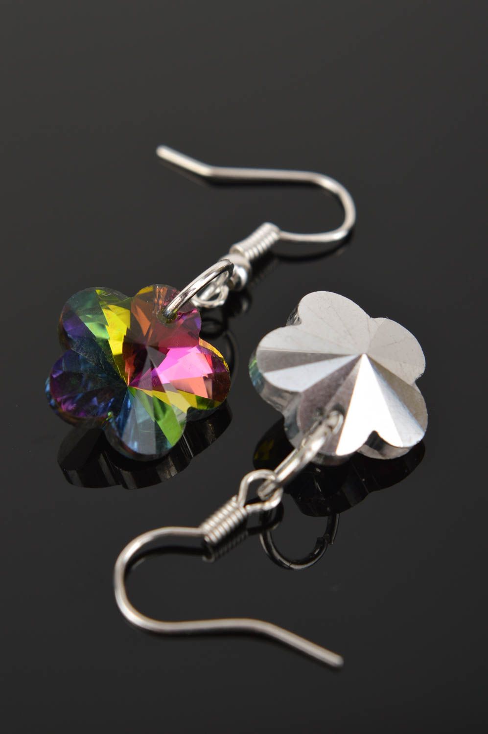 Ohrringe aus Glas handmade Blumen Ohrringe Modeschmuck Ohrhänger originell foto 4