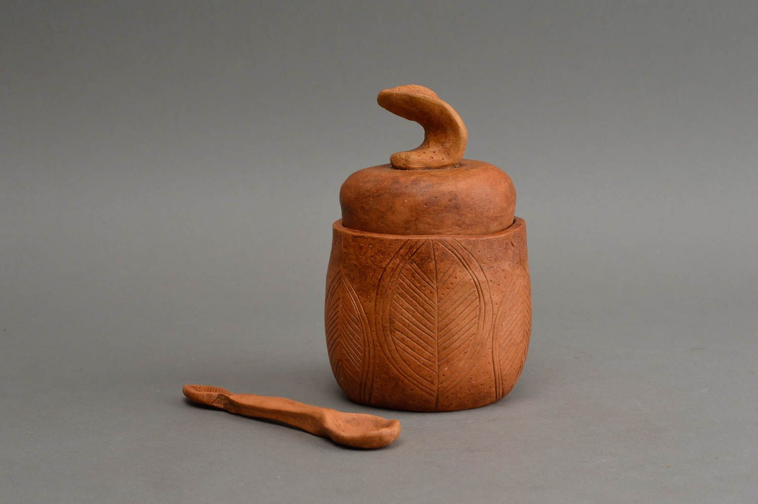 Beautiful handmade ceramic sugar bowl and teaspoon for gift designer tableware photo 3