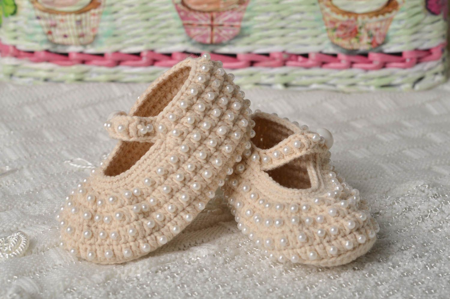Handmade crocheted baby bootees warm soft shoes for kids designer socks photo 1