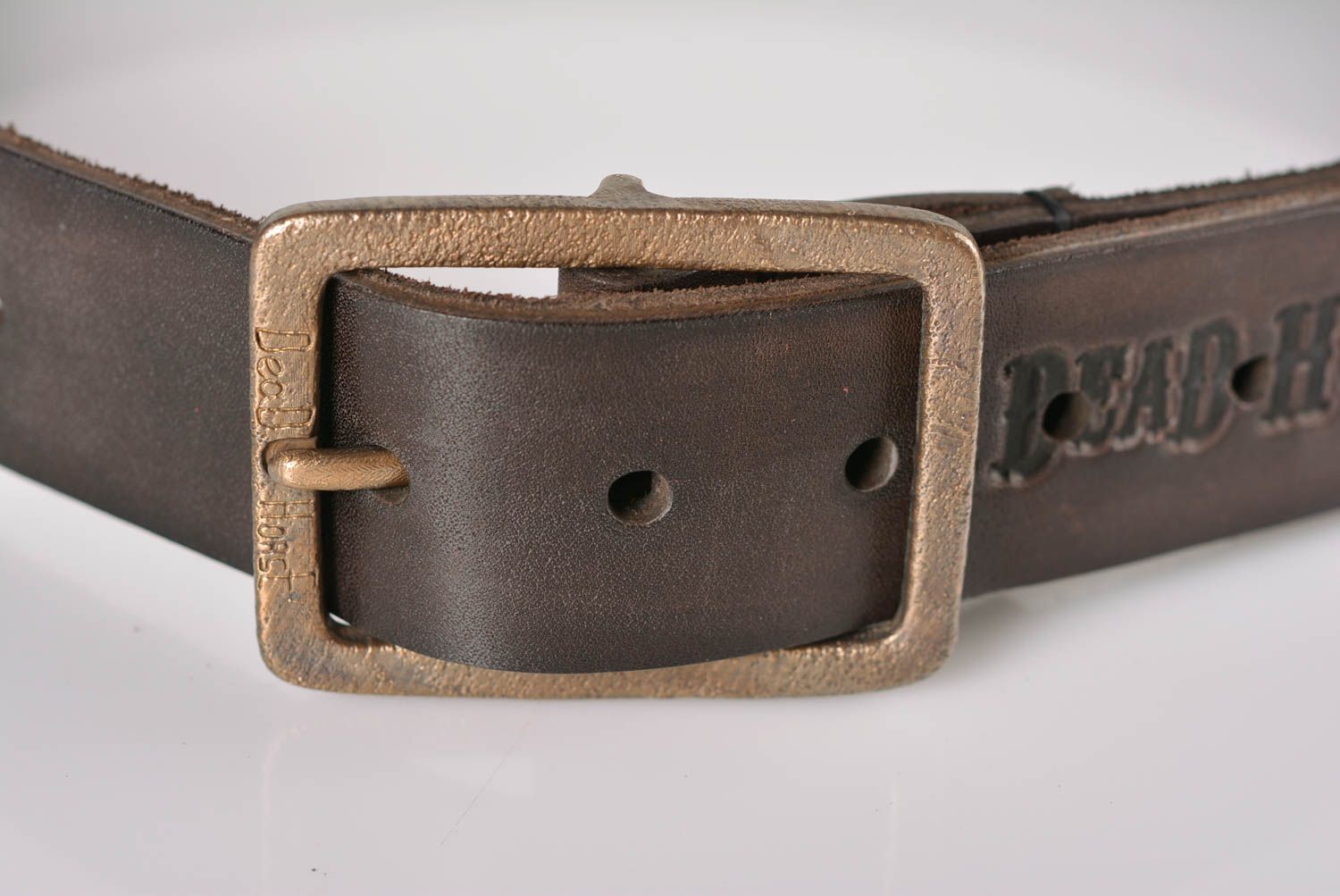 Brown leather belt handmade accessories for men leather goods men belt  photo 2