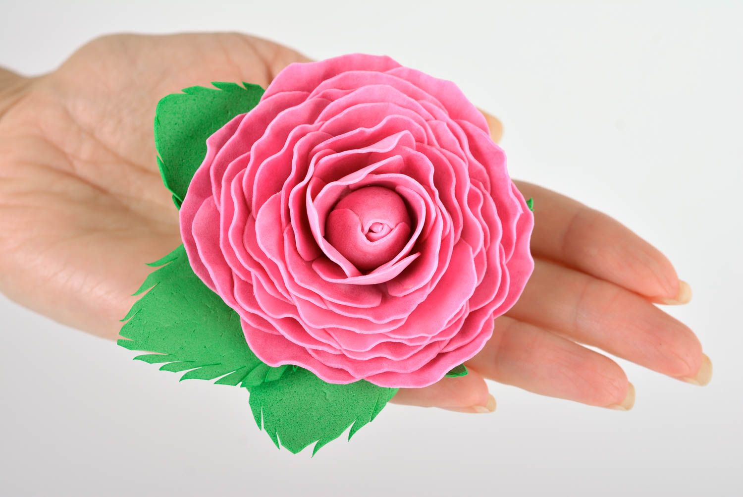 Blumen Haargummi handgefertigt Damen Haarschmuck Frauen Geschenk rosa grün foto 3