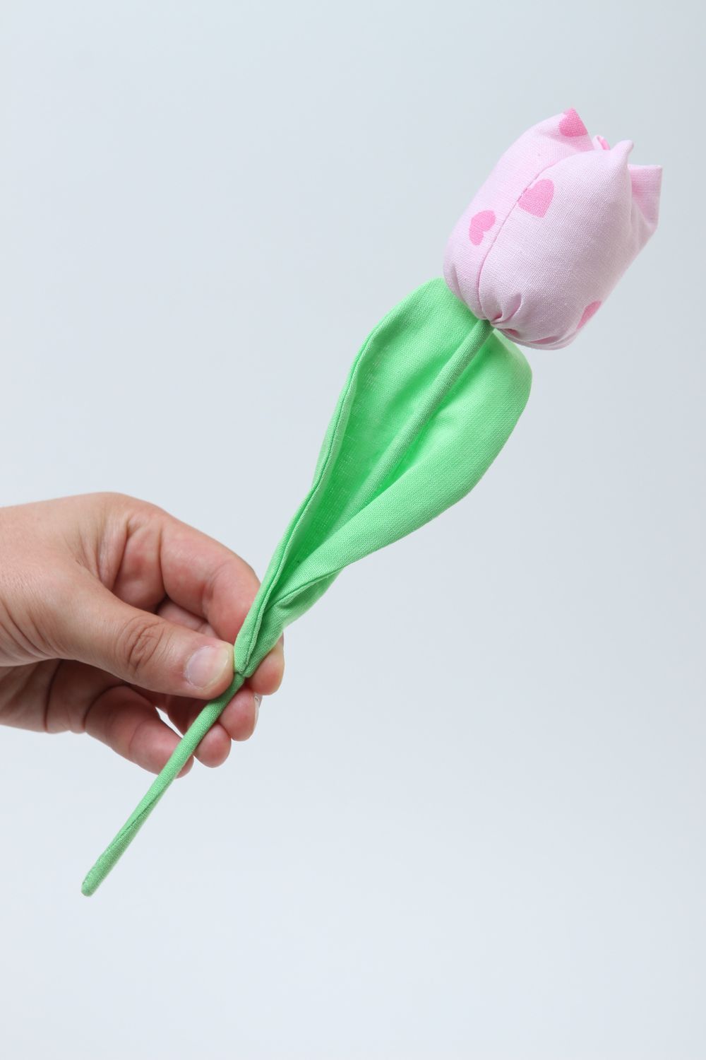 Flor de tela rosada hecha a mano tulipán artificial elemento decorativo foto 2